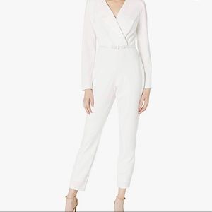Adrianna Papell size 6 ivory tuxedo jumpsuit